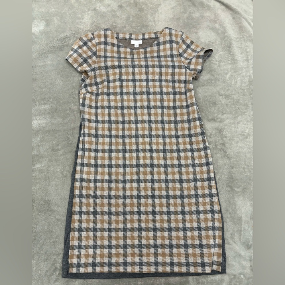 💋J.Jill Shift Dress Women's Checkered Plaid Layered Back Sheath Dress, XS